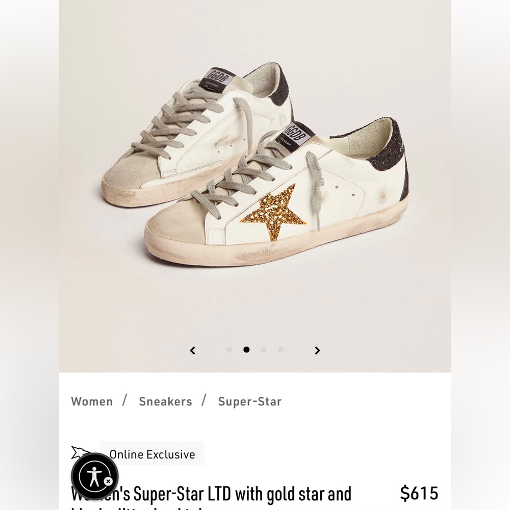 Golden Goose black & gold sneakers Size 7 Love them but they are too big for me